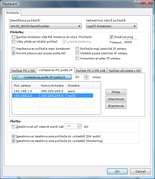 17 Jednorázové načtení PC z Active Directory pomocí AuditPro konzole: Nastavení pravidelného IP discovery počítačů auditpro serverem: Aktualizace vstupŧ AuditPro server kromě jiných funkcí zajišťuje