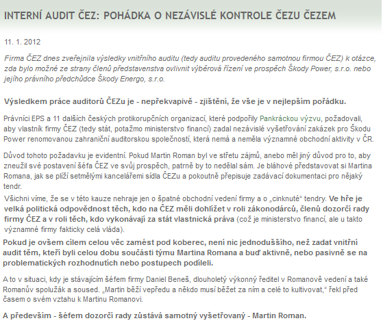 Obrázek 6: Nedostatky interního auditu ČEZU Audit má navíc několik nedostatkŧ, na které