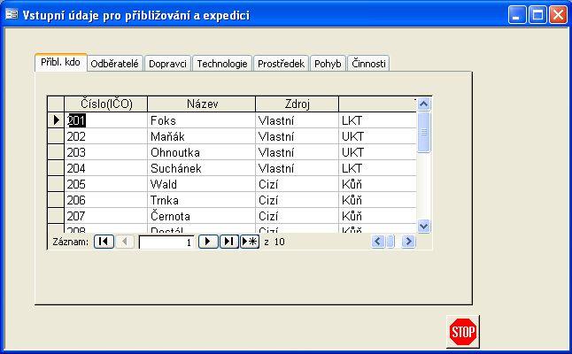 M ete dopl ovat a upravovat tabulku pracovník pro p ibli ování, dopravc a odb ratel, technologií, prost edk. Obrázek 6 5.