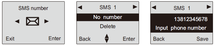 Krok 4: první číslo vymazáno 12. Nastavení čísla pro SMS Tento systém může uchovat 3 telefonní čísla pro zaslání SMS. V případě poplachu zašle na tato čísla SMS.