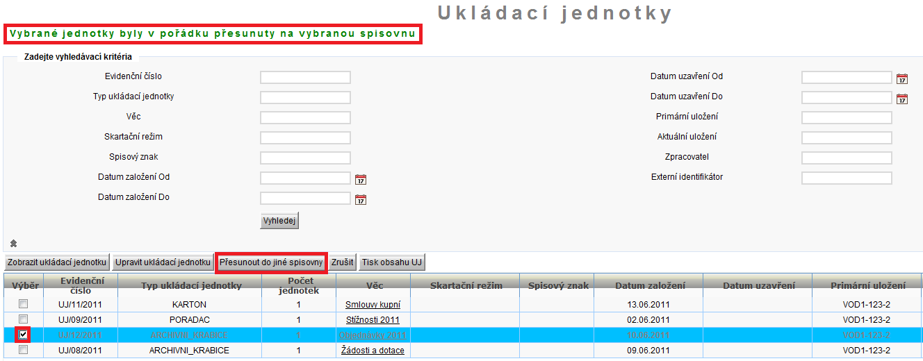 3.5.4. Tisk evidenčního štítku UJ 1. Zobrazte detail vybrané UJ a klikněte na tlačítko <Tisknout čárový kód>.