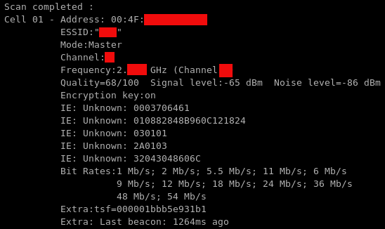 5. Zapište si potřebné údaje: SSID (ESSID) BSSID (Address) Channel víte Bit Rates hodí se vědět minimální podporovanou rychlost 6. Nastavení rychlosti nepovinné Je-li síť špatně slyšitelná (např.