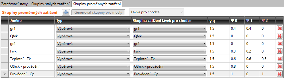 Uživatelská příručka IDEA Frame 31 Typ nastavení typu skupiny proměnných zatížení. Nastavení typu určuje působení zatěžovacích stavů ze skupiny v příslušných kombinacích.