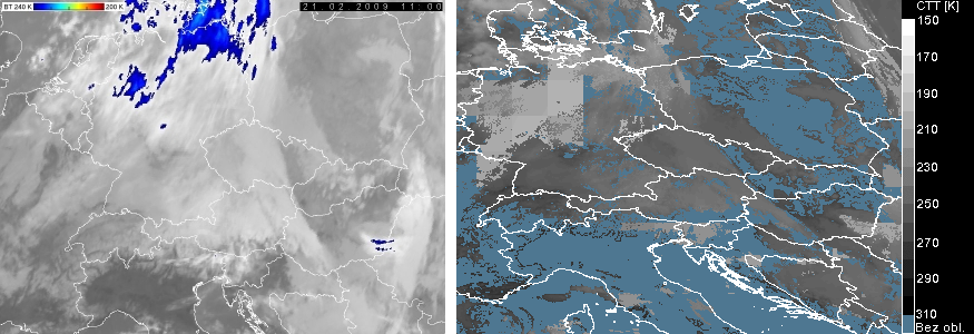 Produkty analyzující oblačnost Cloud Top Temperature and Height