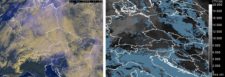 Produkty analyzující oblačnost Cloud Top Temperature and Height