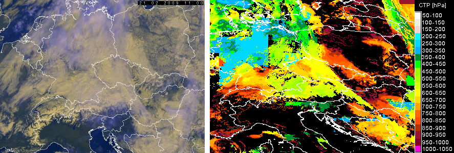 Produkty analyzující oblačnost Cloud Top Temperature and Height