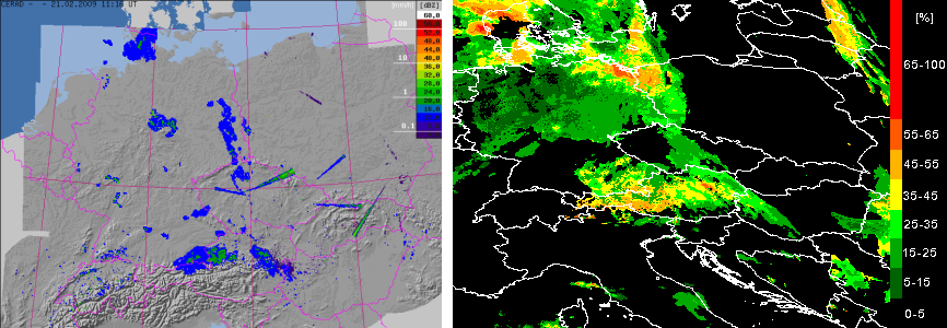 Produkty zaměřené na srážky Precipitating Clouds Na základě pravděpodobnosti