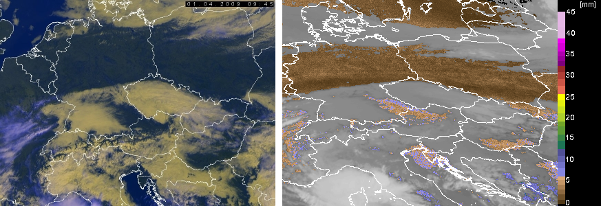 Produkty zaměřené na bezoblačný vzduch Layer Precipitable Water Informuje o množství vodní páry obsažené v jednotkovém vertikálním