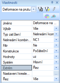 ZS1 u-z Obr. č. 13 SCIA Engineer - Průběh deformací na totožné konstrukci se závěsy vytvořenými na bázi nosníkových prvků se skutečnou ohybovou tuhostí analyzované pomocí nelineárního výpočtu.