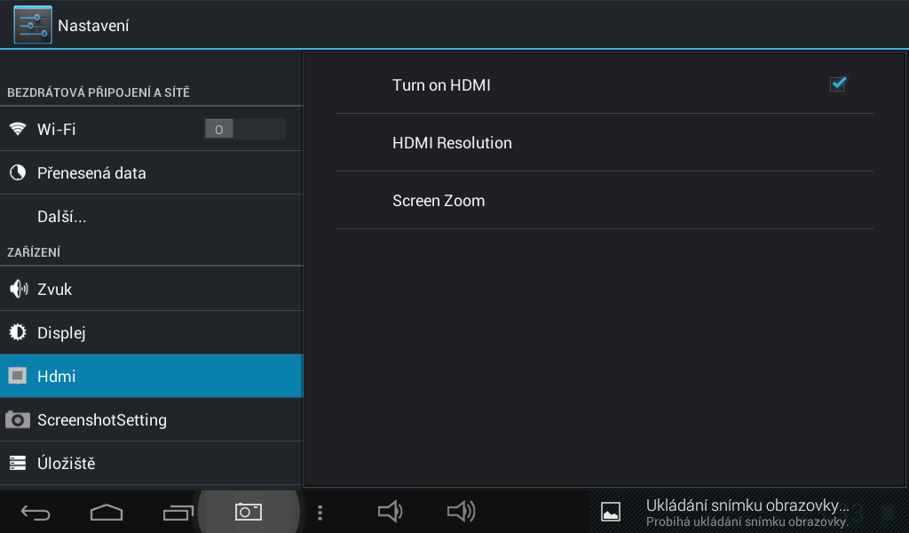 1.4.10 Nastavení HDMI Zapnutí Hdmi portu Nastavení výstupního rozlišení Zoom