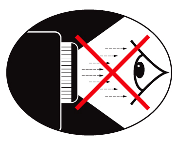 Varování pro ochranu očí Upozornění Nikdy se nedívejte/nebuďte tváří otočeni přímo do světelného paprsku z objektivu. Pokud možno zůstaňte k paprsku otočeni zády.
