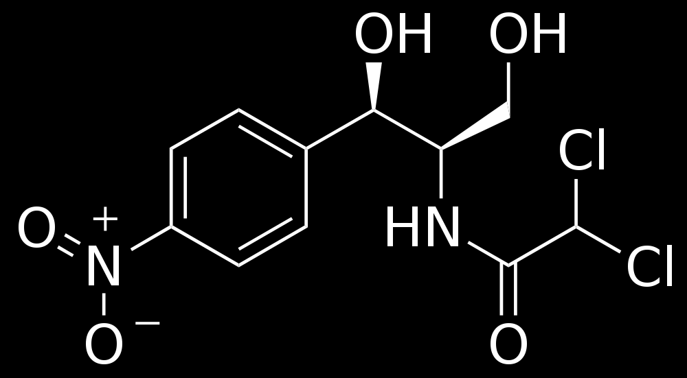 Chloramfenikol (amfenikoly) základní struktura: nitrobenzenové jádro mechanismus: - inhibice proteosyntézy (50S podjednotka, inhibice elongace) produkce: Streptomyces venezuelae (dnes