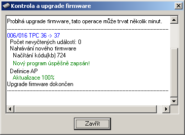 b) tlačítkem UPGRADE na konfigurační obrazovce - přiložte konfigurační kartu ke snímači na terminálu AXT a stiskněte tlačítko UPGRADE c) automaticky ze serveru technické podpory