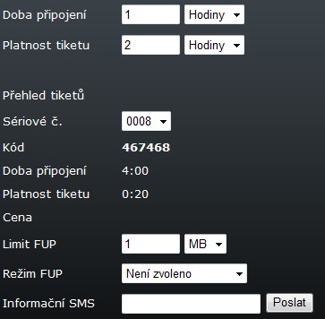 Tikety Přehled vydaných tiketů a jejich čerpání pouze platné tikety. Historie Přehled vydaných tiketů a jejich čerpání i vyuţité a propadlé tikety.