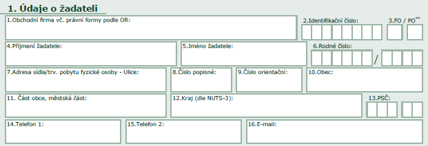 *jiná kultura definovaná dle zákona o zemědělství 3.3 Postup pro správné vyplnění formulářů v rámci zalesňování zemědělské půdy 3.3.1 Společné údaje na formulářích žádostí o dotace První tři části na titulní straně formulářů tzn.