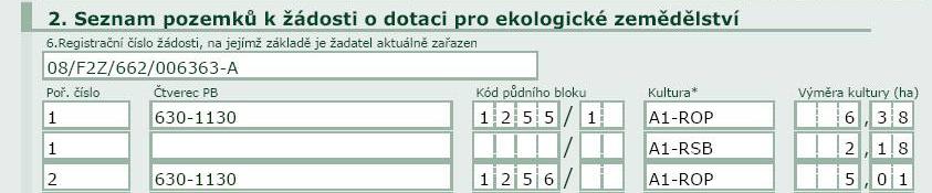 13 Deklarace žádosti o podporu v rámci AEO EAFRD Žadatel musí vyplnit údaj registrační číslo žádosti, na jejímž základě je aktuálně zařazen. Využije-li předtisku, je tento údaj již vyplněn.