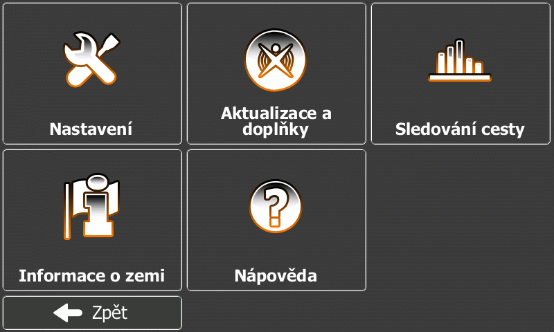 Menu Více Menu Více poskytuje různé možnosti a doplňkové aplikace. V menu Navigace klepněte na tlačítko.