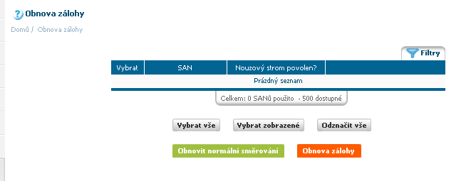 Tím je Váš volací plán (strom) připravený k použití ke službě = zaktivnění. 3.2.4 Menu Obnova zálohy V CWI je možné nadefinovat strom, který má sloužit jako záložní řešení v případě katastrofy (tzv.