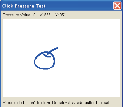 Tlak kliknutí 1. Na záložce Buttons (Knoflíky) posuňte pravítko nahoru či dolů k úpravě tlaku pera od 0 % do 8 % (0 % je nejlehčí a 8 % největší).