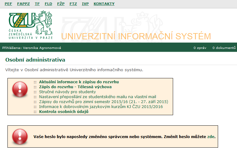 Důležité informace týkající