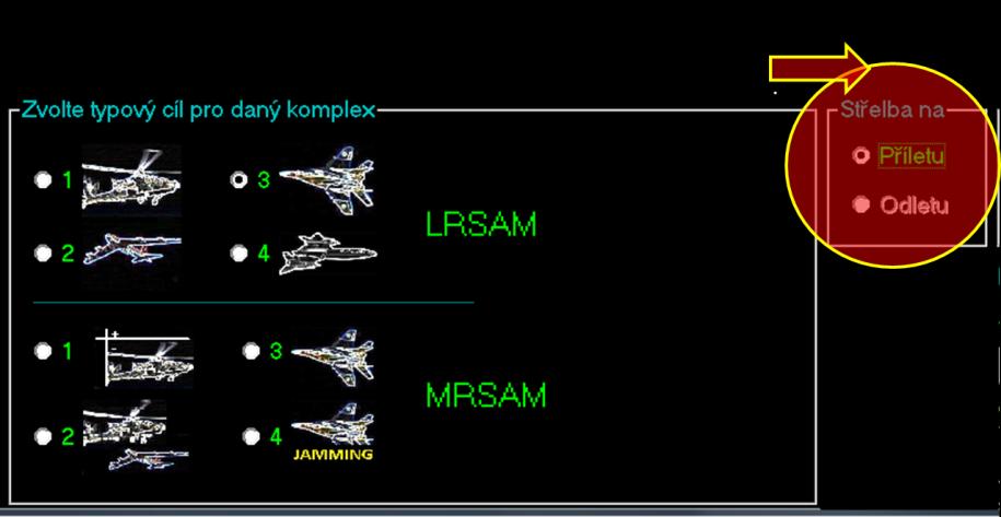 Obrázek 10 - Volba typového cíle pro LRSAM nebo MRSAM 2.