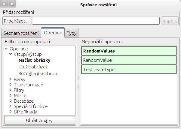 72 Kategorie Operace Obrázek 59: Správce rozšíření správa operací.