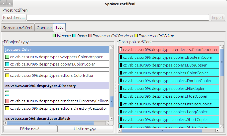 73 Obrázek 60: Správce rozšíření správa typových rozšíření.