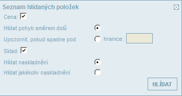 Hlídané poloţky Tento modul zobrazuje sledované informace u vybraných poloţek zboţí.
