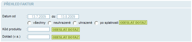 I-reklamace Tento modul slouţí pro zadávání a aktuální přehled reklamací registrovaného zákazníka.