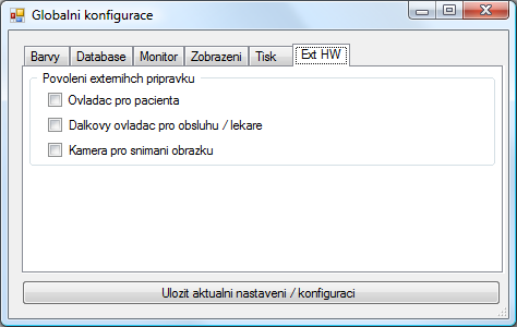 Poslední záložka Ext Zařízení slouží pro nastavení zařízení jenž se k počítači připojují a jsou v některých testech využívána.