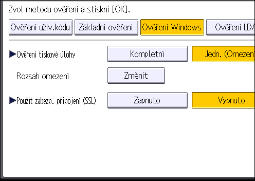 Ověření Windows Chcete-li aktivovat ověření Kerberos, musí být sféra předem zaregistrována. Sféru je nutné registrovat velkými písmeny.