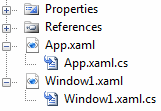 Windows Presentation Foundation (WPF) Obrázek 1 : Struktura souborů ve WPF (2) Psát aplikační logiku k programům v XAMLu je možné buď pomocí jazyku C#, nebo Visual Basic.