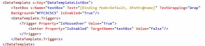 Data ve WPF Obdobně se dá nastavit i chování elementu, například pomocí Triggerů umístěných v ControlTemplate.