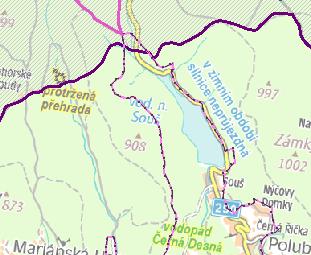 Obr. 2.18: Rozsah ochranných pásem CHKO JH I/58 v k.ú. - OSTRAVA Desná ULICE I PLZEŇSKÁ, III (zdroj NOVÁ BĚLÁ, mapové I/56 