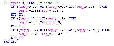 P Řízení modelu letadla pomocí PLC Mitsubishi PID s proměnným zesílením 24 22 20 18 16 14 12 10 8 6 0 0.