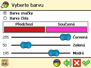 Legenda ❶ V nabídce Hlavní menu klepněte na Nastavení mapy. ❷ Klepněte na Legenda. ❸ Na obrazovce Legenda klepněte na: Města/symboly pro města a čísla silnic. Silnice pro různé typy silnic.