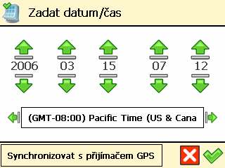 Zadat datum/čas Datum a čas, které se zobrazují na ROUTE 66 Navigate 7, můžete změnit. ❶ V nabídce Hlavní menu klepněte na Změnit nastavení. ❷ Zvolte Zadat datum/čas.