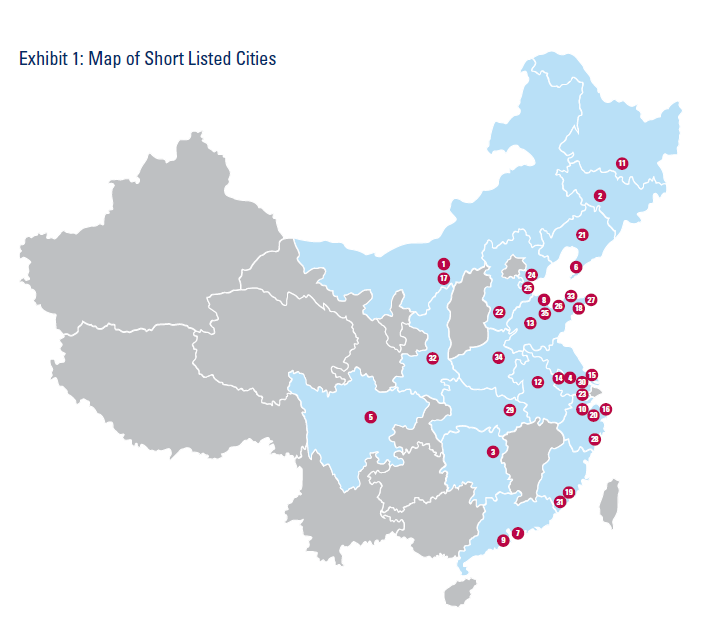 Urbanizace Skoro 50% obyvatelstva žije ve městech Města představující největší trh a potenciál jsou stále ještě na východě Číny. ALE situace se mění.
