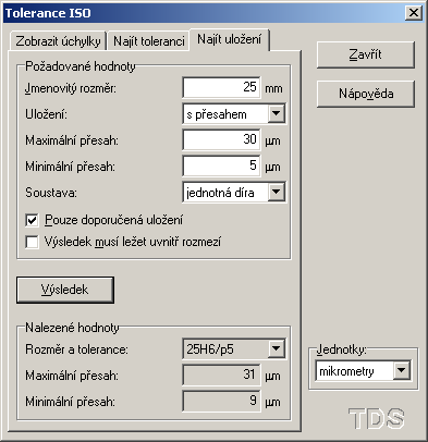 4 Využití TDS-Techniku TDS-Technik obsahuje několik modulů, těmi jsou: Tolerance ISO, Výpočty, Tabulky, Převody jednotek. 4.