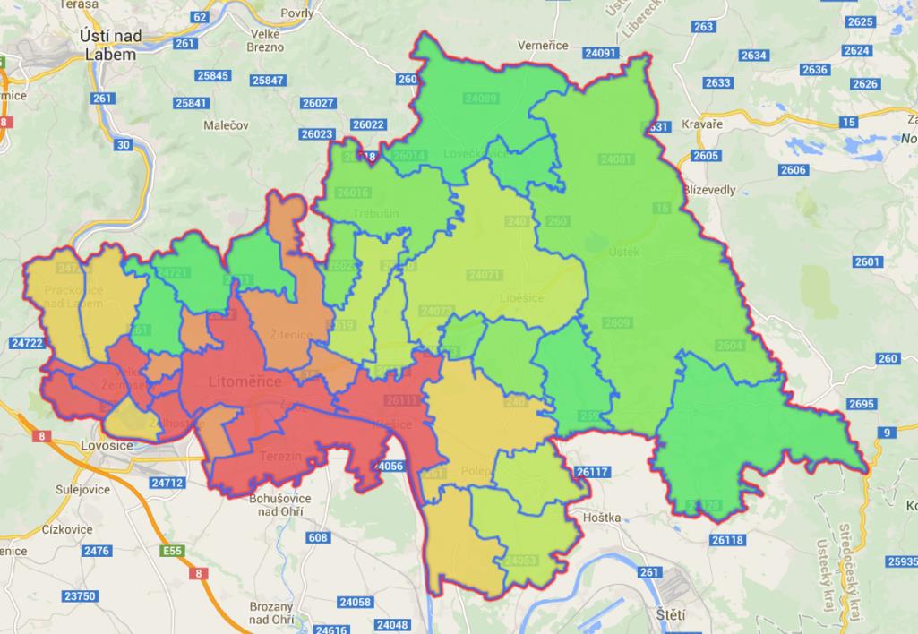 region vyhodnotit jako progresivní, neboť za uplynulé pětileté období počet obyvatel narostl o cca 900 obyvatel. Na celkovém růstu má největší vliv město Litoměřice.