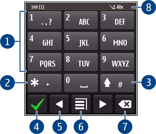 24 Základy používání Psaní textu na virtuální klávesnici Používání virtuální číselné klávesnice Pokud při psaní v režimu na výšku používáte raději alfanumerickou klávesnici, můžete na ni přepnout.