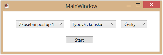 které uživatel zvolí požadovanou kombinaci zkušebního postupu a třídy zkoušky.