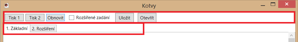 2 Struktura aplikace Aplikace je zpracována formou interaktivních formulářů, do kterých se po vyplnění základních geometrických a materiálových charakteristik kotvy průběžné zapisují hodnoty měřených