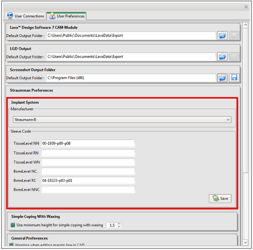 Dříve než vytvoříte první zakázku wax-up abutmentu: Spusťte Straumann CARES Visual 8.0 software a zvolte ikonu Uživatelské preference vpravo dole na obrazovce.