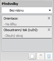 Základní funkce tisku Použití oblíbeného nastavení Volba Předvolby, která je zobrazena na každé kartě s vlastnostmi kromě karty Samsung, umožňuje uložit aktuální předvolby pro pozdější použití.