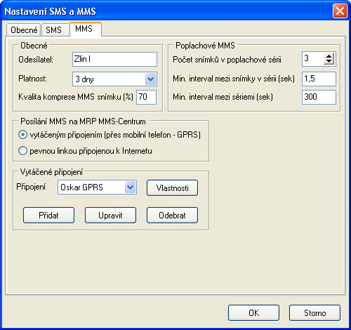 56 MRP-Video Logovat do souboru Záložka MMS Funkčnost spojení můžete ověřit pomocí testovací SMS zprávy.