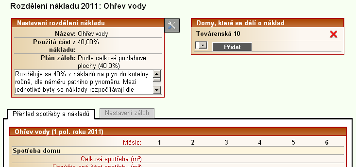 Pokud jsme zvolili jinou variantu časového rozložení nákladu do jednotlivých měsíců než rovnoměrné dělení (tj.