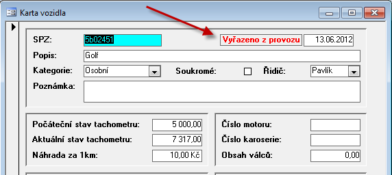 Marketing a Operativa 6 17 Marketing a Operativa Kniha jízd na kartu vozidla bylo doplněno pole Vyřazeno z provozu: <datum>.