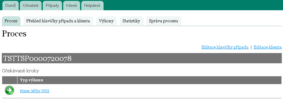 Specifika zadávání u léčby VPF V případě léčby VPF je zadáván Objem (ml), léčba se opakuje výběrem Léčba VPF > opakovat Léčba VPF v dolní části stránky nebo ukončuje výběrem Léčba VPF > pokračovat na