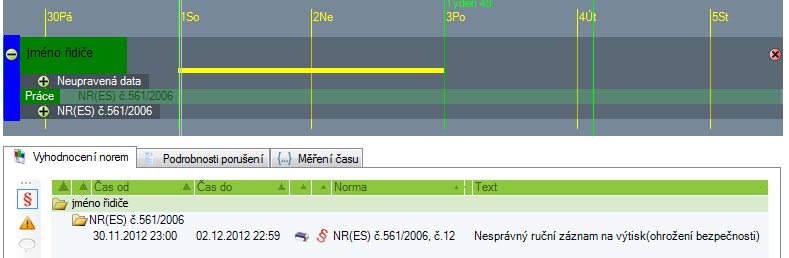 3) Vyberte konkrétní porušení ze seznamu v okně Vložení poznámky nebo porušení, případně upravte datum, kterého se porušení týká.